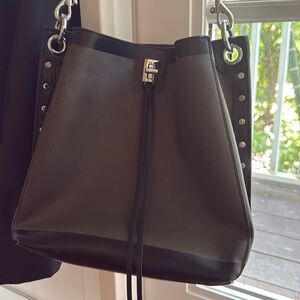 Rebecca Minkoff purse, olive green & black with silver trim. Dustbag included.